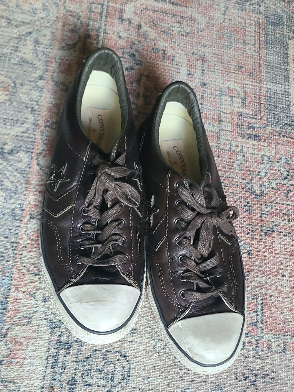 John Varvatos Men's Dark Brown Leather Low-Top Sneakers